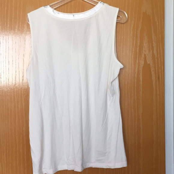 EUC Banana Republic cream tank top w/sequins - Picture 3 of 6